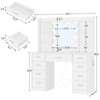 USIKEY Vanity Desk with Mirror and Lights, Power Outlet, and 9 Drawers & 6 Open Storage Shelves, 3 Lighting Modes Brightness Adjustable,White - 3 of 4