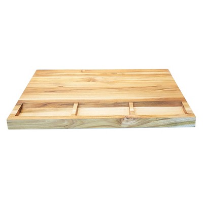 EcoDecors 24x18 Reversible FSC Teak Cutting Board with Juice Groove