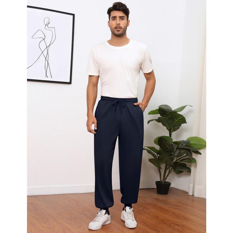 Men's Casual Lounge Pajama Yoga Jogger Pants Open Bottom Sweatpants with Pockets, 5 of 7