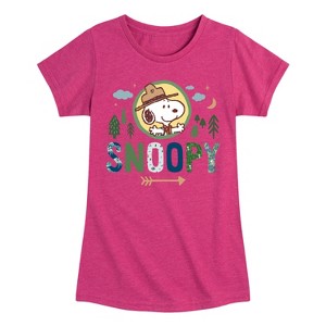 Girls' - Peanuts - Ranger Snoopy Fitted Short Sleeve Graphic T-Shirt - 1 of 4