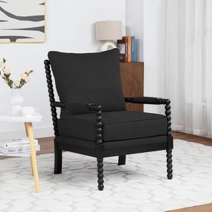 SEYNAR Mid Century Boucle Uplostered Wood Accent Armchair with Cushion - 1 of 4