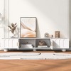 ORRD 80" Modern TV Stand with Glass Doors - Solid Wood Legs & Metal Handles, Living Room Entertainment Center（White） - 3 of 4