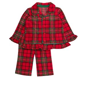 RuffleButts Toddler Girls Holiday Ruffle Flare Pajama Set - 1 of 2