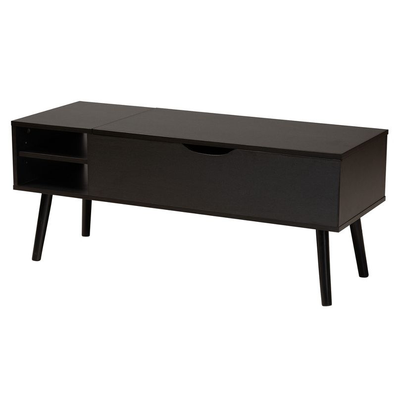 Baxton Studio Roden Modern Two-Tone Black and Espresso Brown Finished Wood Coffee Table with Lift-Top Storage Compartment, 2 of 12