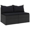 vidaXL Patio Middle Sofas with Cushions 2 pcs Black Poly Rattan - 2 of 4