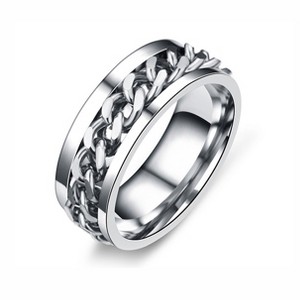 Spinner Wedding Band Ring Stainless Steel 8mm Men Womens Ginger Lyne Collection - 1 of 3
