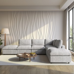 Cloud Sectional Couches for Living Room,134" Convertible L Shaped Couch With Ottoman, 6 Seater Modular Sectional Sofa,Deep Seater Furniture Sets - 1 of 4