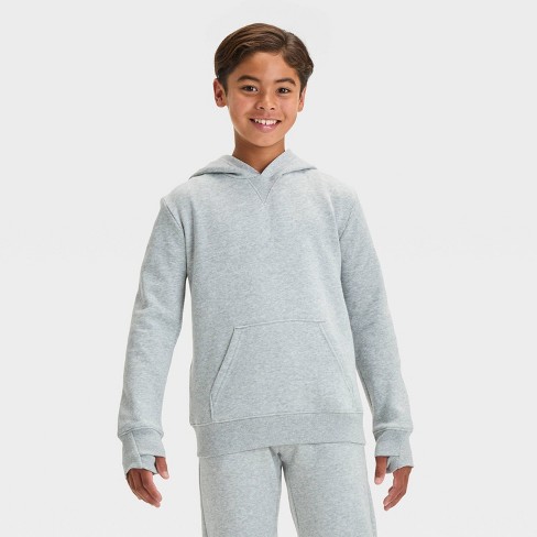 Boys Fleece Hooded Sweatshirt All In Motion Light Gray XS