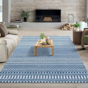 Rug Machine Washable,  Rug Non Slip Small Bedroom, Rug Low Pile Throw Rug, for Dining Room Living Room, Geometric Area Rug Entryway Rug - 1 of 4