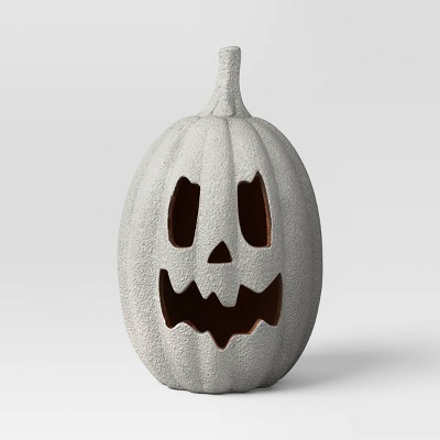 Terracotta Textured Jack O' Lantern Decorative Sculpture - Hyde and EEK! Boutique™ White