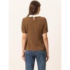 INSPIRE CHIC Women's Vintage Peter Pan Collar Contrast Puff Short Sleeve Blouse - 4 of 4