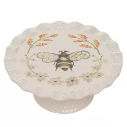 Transpac Ceramic 8.25 in. Honey Bee Tea Company Cake Stand