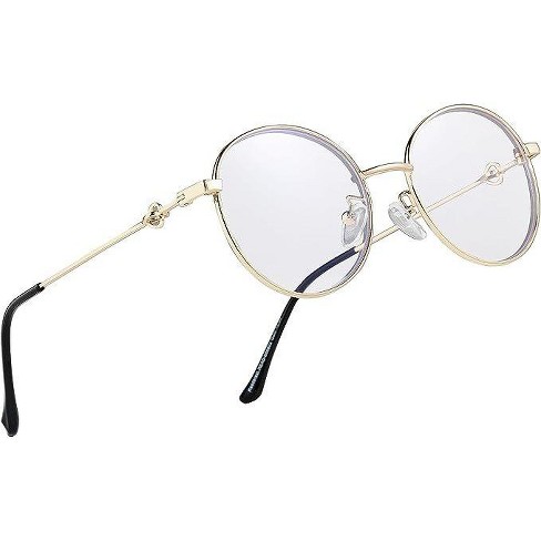 Readerest 1.75 Magnification Blue Light Anti Eyestrain Blocking Reading Glasses Slim Gold Target