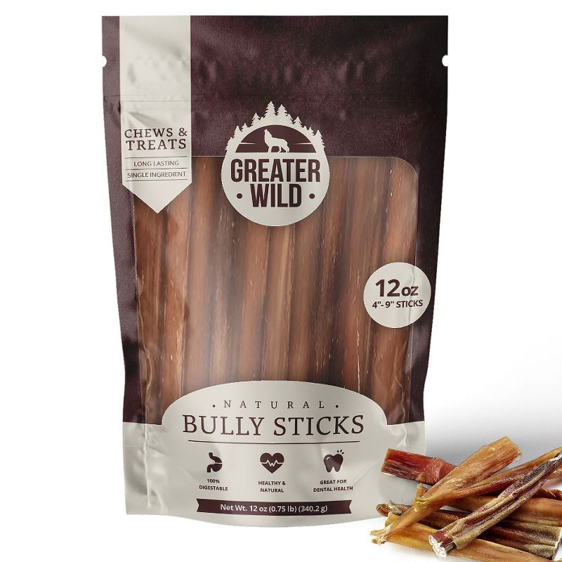 Greater Wild Beef Bully Sticks, Dog Treats, Long-Lasting, All-Natural & Single Ingredient - Mixed-Sizes, 1 of 4