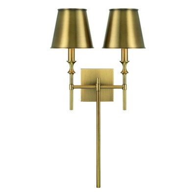 Aged Brass Dual Light Dimmable Wall Sconce