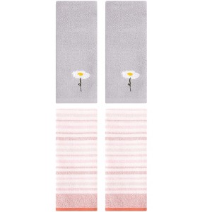 REGALWOVEN 4 Pcs Bathroom Absorbent Cotton Hand Towels - 1 of 4