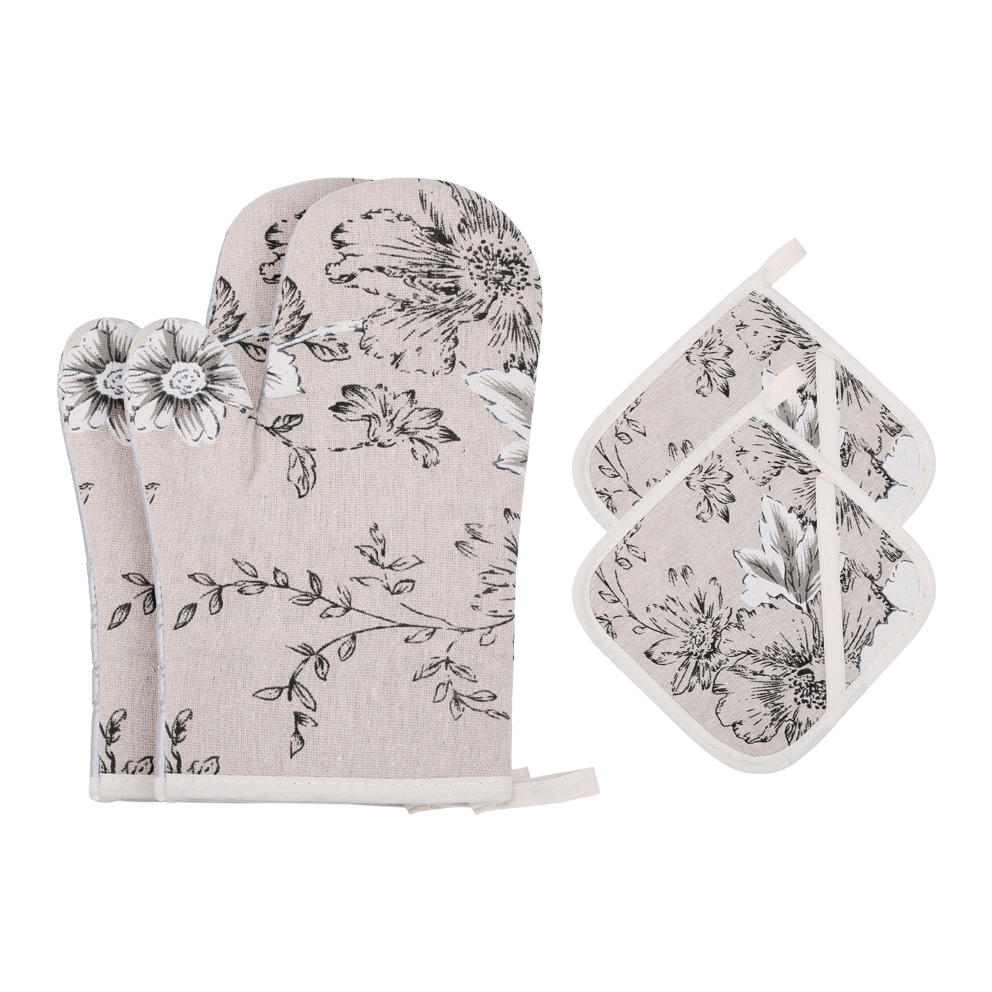 REGALWOVEN Sets 2 Pcs Heat Resistant Kitchen Oven Mitts and Pot Holders for Baking White