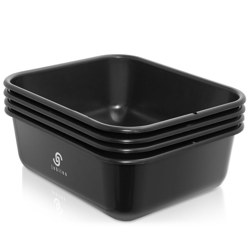 Jubilee 4-Pk Plastic Busser Utility Tub - Heavy Duty Commercial Dishwashing Box for Restaurant Kitchen Organization and Storage, Black, 2 of 8