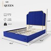 Queen Size Platform Bed with Upholstered Headboard for Bedroom - 2 of 4