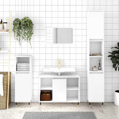 CLIHOME 31.5x13.0x23.6 in. Bathroom Sink Cabinet, Engineered Wood Storage Cabinet With Metal Legs
