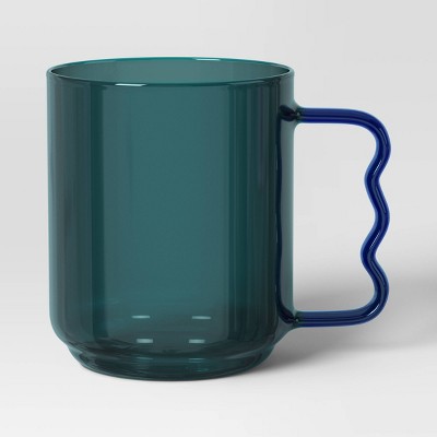 15.22oz Glass Mug Green with Blue Handle - Room Essentials™