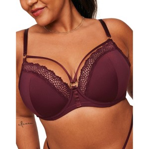 Adore Me Women's Marca Plunge Bra 38DD / Port Royale Purple. - 1 of 4