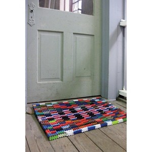 Recycled Flip-Flop Doormat 30" × 20" Colorful Upcycled Rubber by Kalalou - 1 of 3