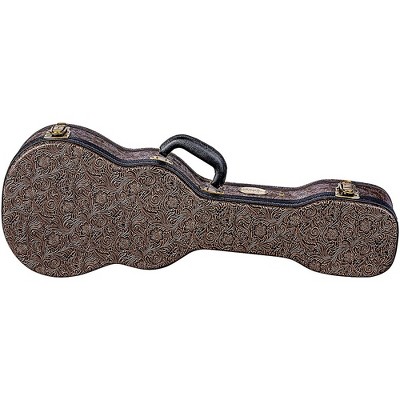 Luna Guitars Tooled Leather Baritone Ukulele Hard Case Brown