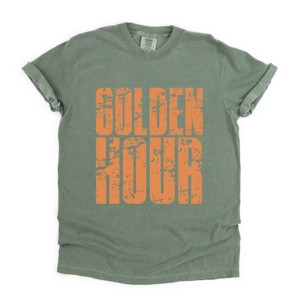 Golden Hour Block Distressed - Women's Garment Dyed Graphic T-Shirt - 1 of 4