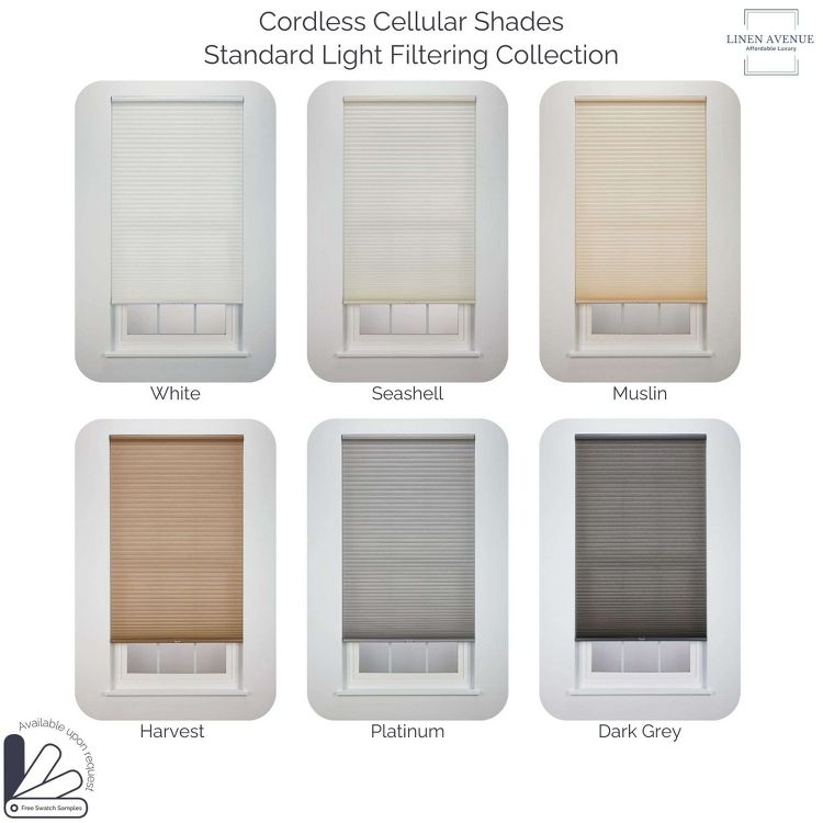 Linen Avenue Cordless Cellular Light Filtering Shade 46Wx48 H ...