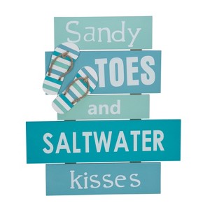 Beachcombers Sandy Toes 5 Section Coastal Plaque Sign Wall Hanging Decor Decoration For The Beach 15 x 17.5 x 0.25 Inches. - 1 of 2