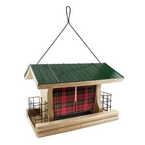 Woodlink Green/Natural Lake & Cabin Buffalo Plaid Ranch Bird Feeder (9.5"X 13.4"X 9.25") - 1 of 3