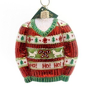 Old World Christmas Blown Glass Ornament for Christmas Tree, Festive Christmas Sweater - 1 of 4
