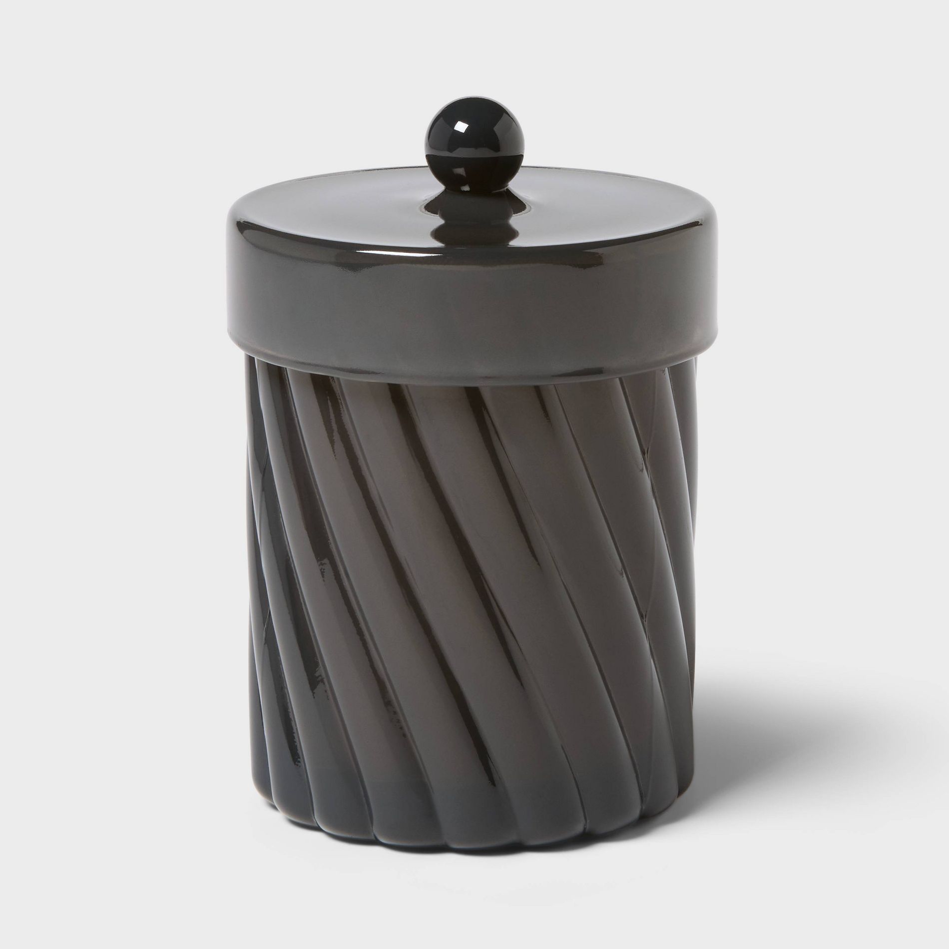 Lidded Vanilla Teakwood Jar Candle Gray 12oz - Threshold™