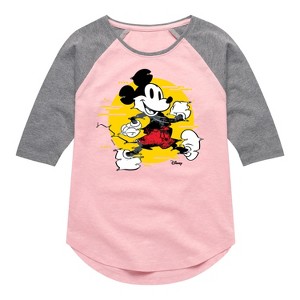 Girls' - Disney - Mickey & Friends Shirt Tail Raglan Graphic T-shirt - 1 of 4