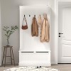HDZNVF Entryway Bench with Standing Coat Rack, Hall Tree with Shoe Storage Bench, White - 4 of 4