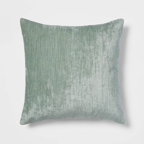 Oversized Velvet Rib Textured Square Throw Pillow Green