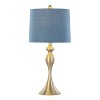 LumiSource (Set of 2) Ashland 27" Contemporary Metal Table Lamps Gold Metal with Moroccan Blue Textured Slub Linen Shade from Grandview Gallery - 3 of 4