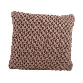 20"x20" Oversize Knitted Design Square Throw Pillow Mocha - Saro Lifestyle
