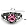 Slickblue Women's Engagement Ring, Light Black, Light Rose Center, Halo Style, Split Band, IP Gun Finish, 5–10 - 2 of 4