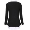 Women's Long Sleeve Contrast Collared Shirts Patchwork Work Blouse Tunics Tops - 4 of 4