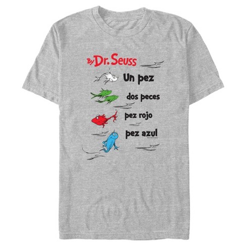 Men's Dr. Seuss One Fish Two Fish Red Fish Blue Fish Spanish T-shirt - Athletic  Heather - 3x Large : Target