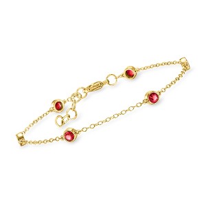 Pure Collection by Ross-Simons 0.80 ct. t.w. Bezel-Set Lab-Grown Ruby Station Bracelet in 18kt Gold Vermeil Size 7.5 - 1 of 4