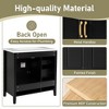 36" Freestanding Bathroom Vanity with Resin Sink, Soft-Close Cabinet & 4 Drawers, Gold Metal Handles, Open Back Design - 4 of 4