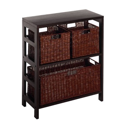 29.21" 4pc Leo Shelf with 3 Baskets Espresso Brown - Winsome