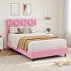 COZONY Velvet Upholstered Twin Bed Frame, Adjustable Headboard Wood Slat Support Metal Frame - 3 of 4
