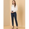 INSPIRE CHIC Women's Vintage Tartan Plaid Elastic Waist Straight Long Trousers - 2 of 4