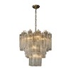 ALOADECOR 23'' Mid Century Modern Flower Glass Chandelier in Aged Bronze Elegant Vintage Glam Tiered Pendant Light for Dining Room or Wedding Venue - 3 of 4