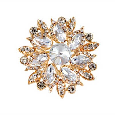 Anna-Kaci Crystal Rhinestone Bridal Flower Wreath Brooch Pin Necklace for Weddings Christmas