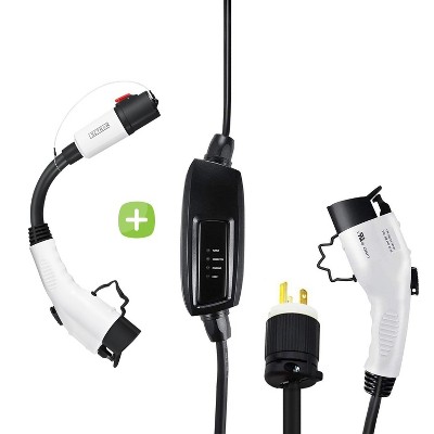 Lectron EV Charger & Adapter Bundle - J1772 NEMA 6-20 Electric Vehicle Charger & Tesla to J1772 Adapter (240V 16A Level 2) (White)